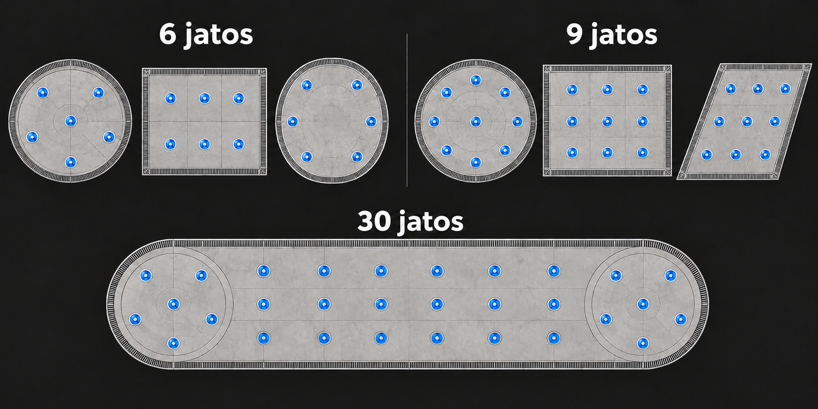 Arranjos circulares de bicos para fontes ornamentais